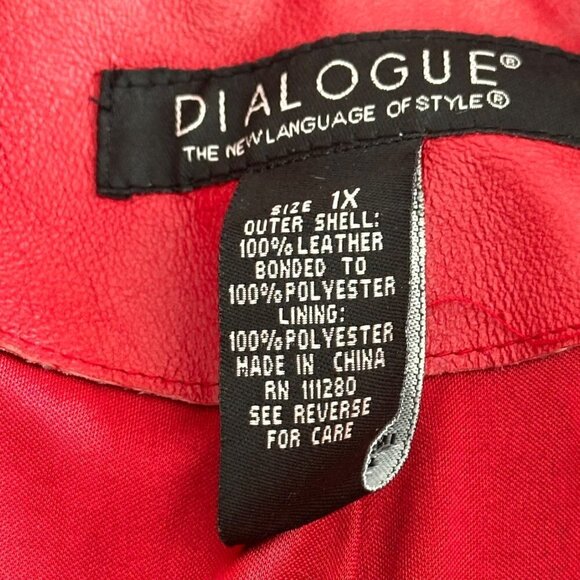 90s Vintage Red Leather Zip-Up Jacket โ Dialogue Size 1X - Picture 15 of 16